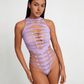 Love In Leather LIN015 Rhinestone Bodysuit One Size - MULTIPLE COLOURS