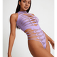 Love In Leather LIN015 Rhinestone Bodysuit One Size - MULTIPLE COLOURS