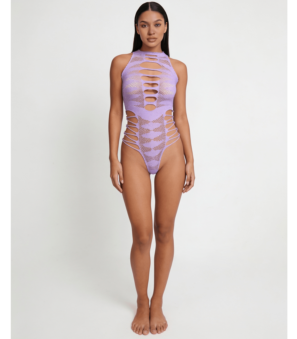 Love In Leather LIN015 Rhinestone Bodysuit One Size - MULTIPLE COLOURS