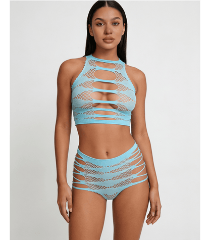 Love In Leather LIN016 Strappy Two Piece Set One Size - MULTIPLE COLOURS