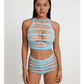 Love In Leather LIN016 Strappy Two Piece Set One Size - MULTIPLE COLOURS