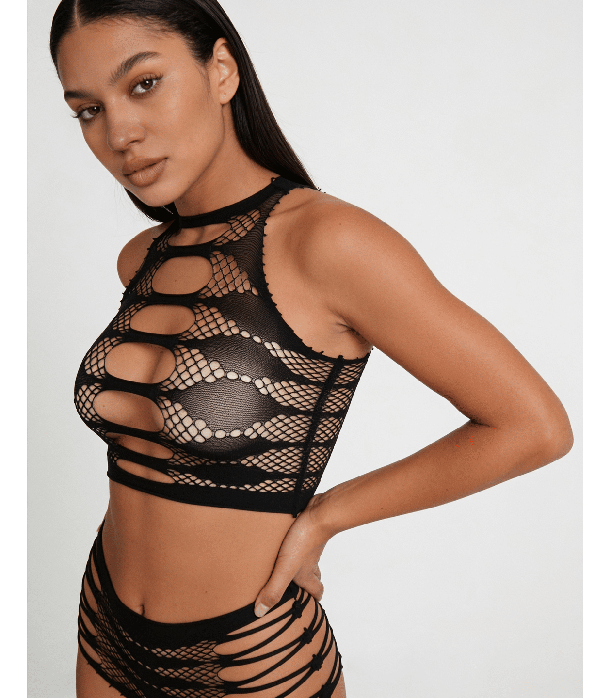 Love In Leather LIN016 Strappy Two Piece Set One Size - MULTIPLE COLOURS