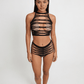 Love In Leather LIN016 Strappy Two Piece Set One Size - MULTIPLE COLOURS