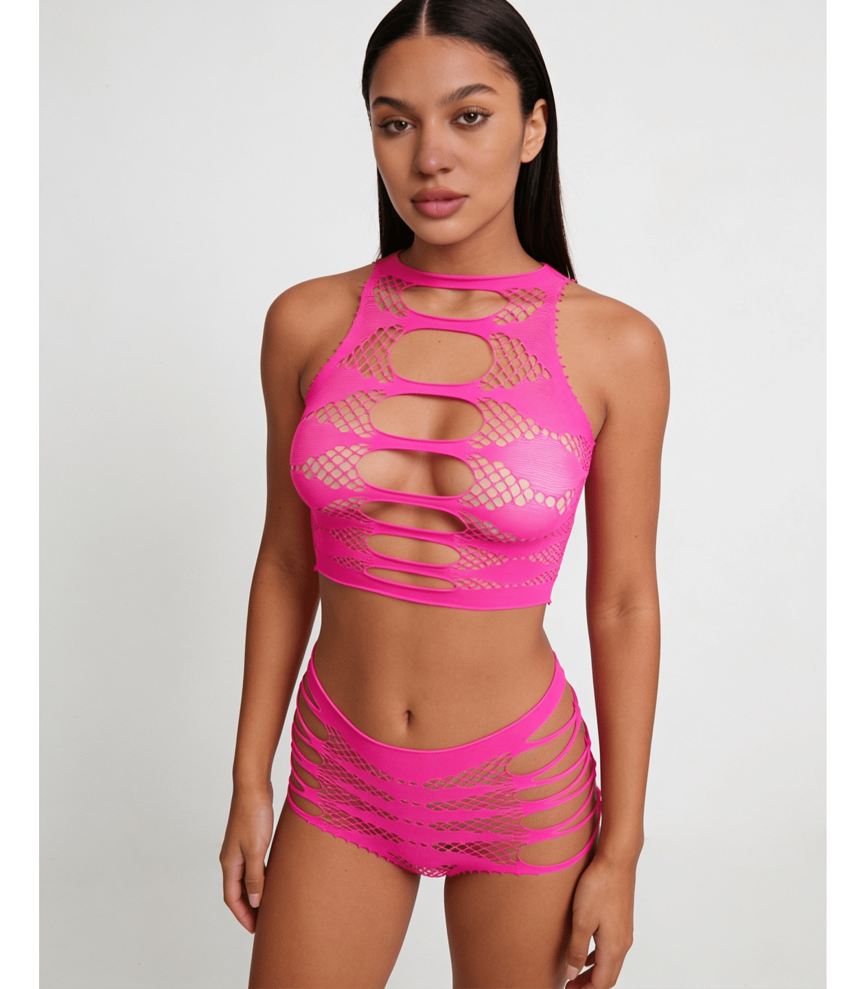 Love In Leather LIN016 Strappy Two Piece Set One Size - MULTIPLE COLOURS