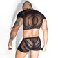 Love In Leather LIN127 Mens Short Sleeve Top & Trunks One Size