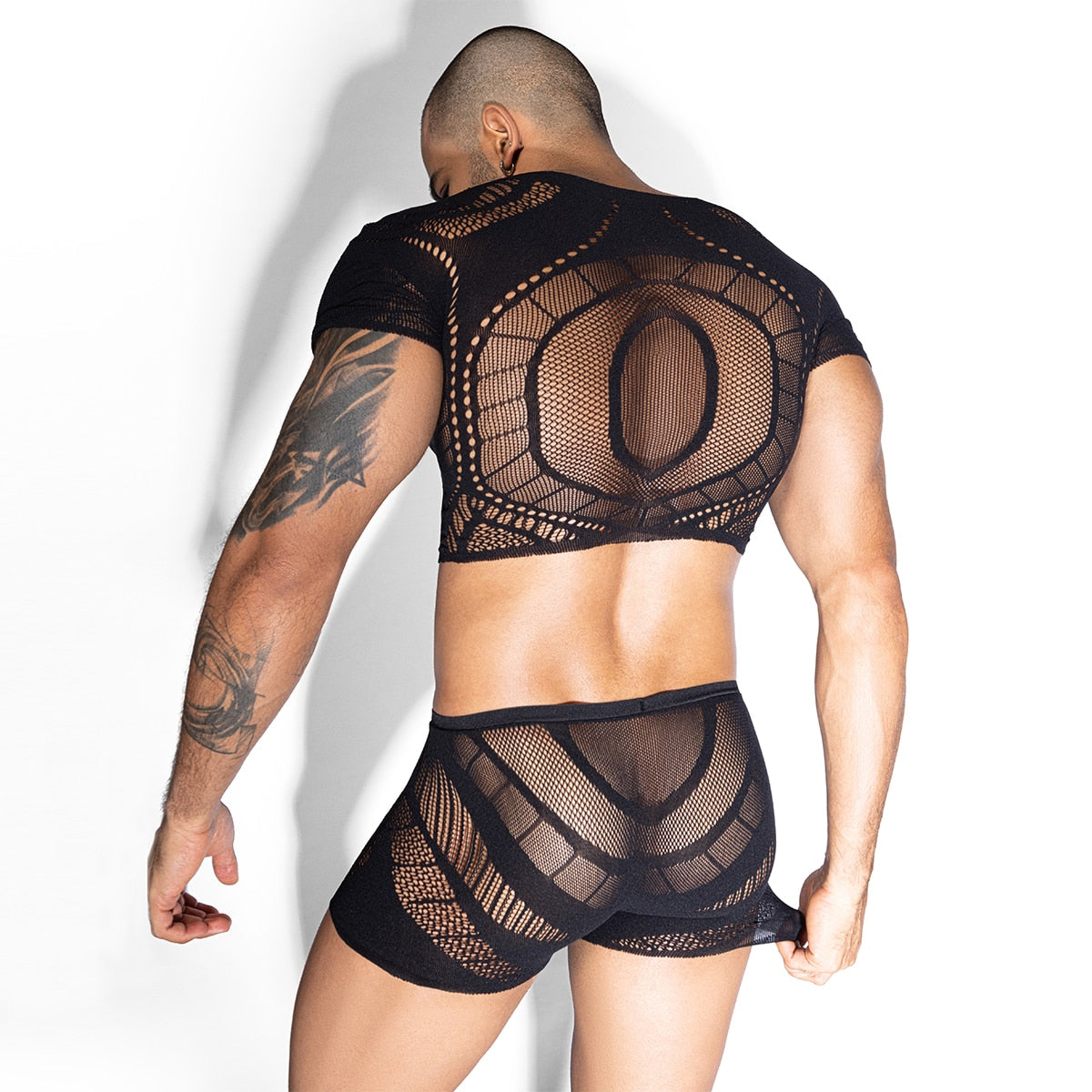 Love In Leather LIN127 Mens Short Sleeve Top & Trunks One Size