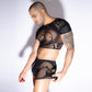 Love In Leather LIN127 Mens Short Sleeve Top & Trunks One Size