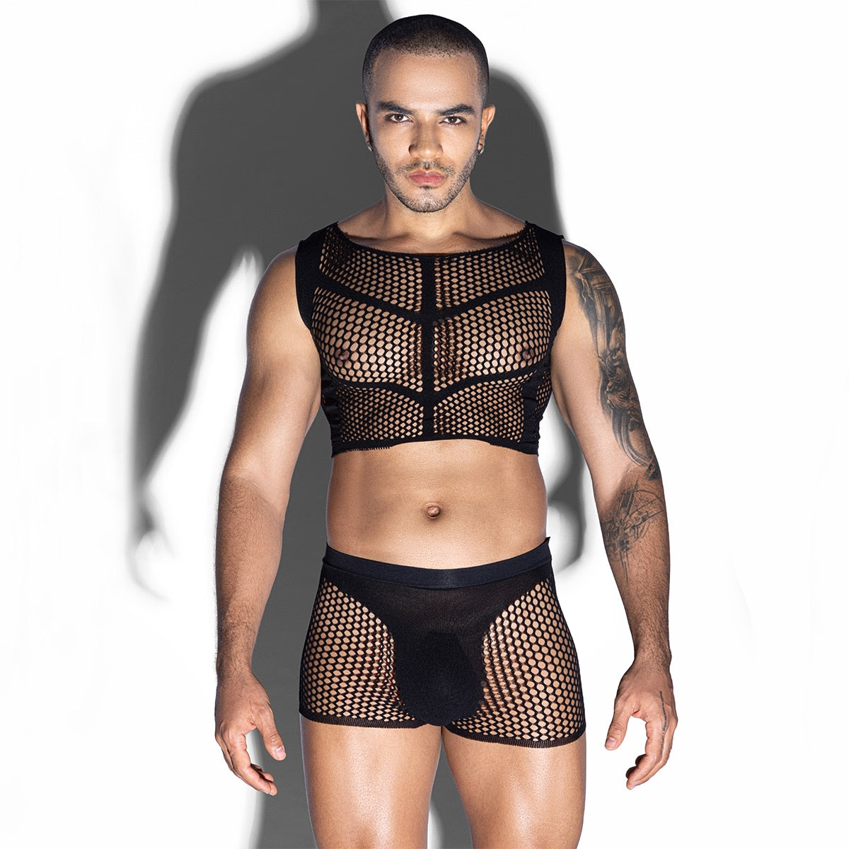 Love In Leather LIN130 Mens Sleeveless Top & Trunks One Size