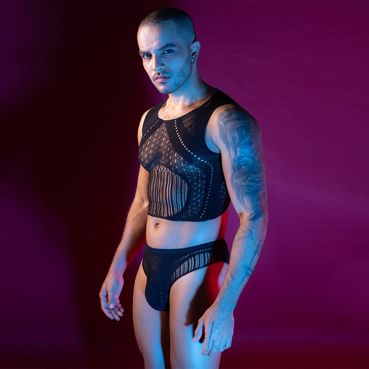Love In Leather LIN130 Mens Sleeveless Top & Briefs One Size