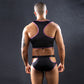 Love In Leather LIN163 Mens Sleeveless Top & Trunks With Cut Outs One Size