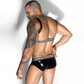 Love In Leather LIN127 Mens Two Piece Wet Look Full Briefs With Metallic Chain Print One Size
