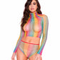 Cindy Love Two Piece Rainbow Bodystocking Set Size OS