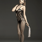 Rimes Fetish Lingerie Crotchless Fishnet Bodystocking Black Size OS