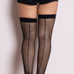 Love In Leather Fishnet Thigh Highs With Plain Band Top & Contrasting Back Seam Size OS