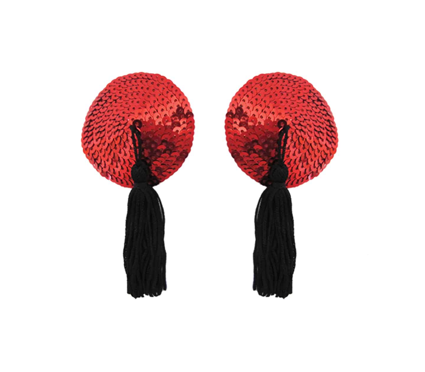 Love In Leather Round Nipple Tassels Sequin Pasties - MULTIPLE COLOURS