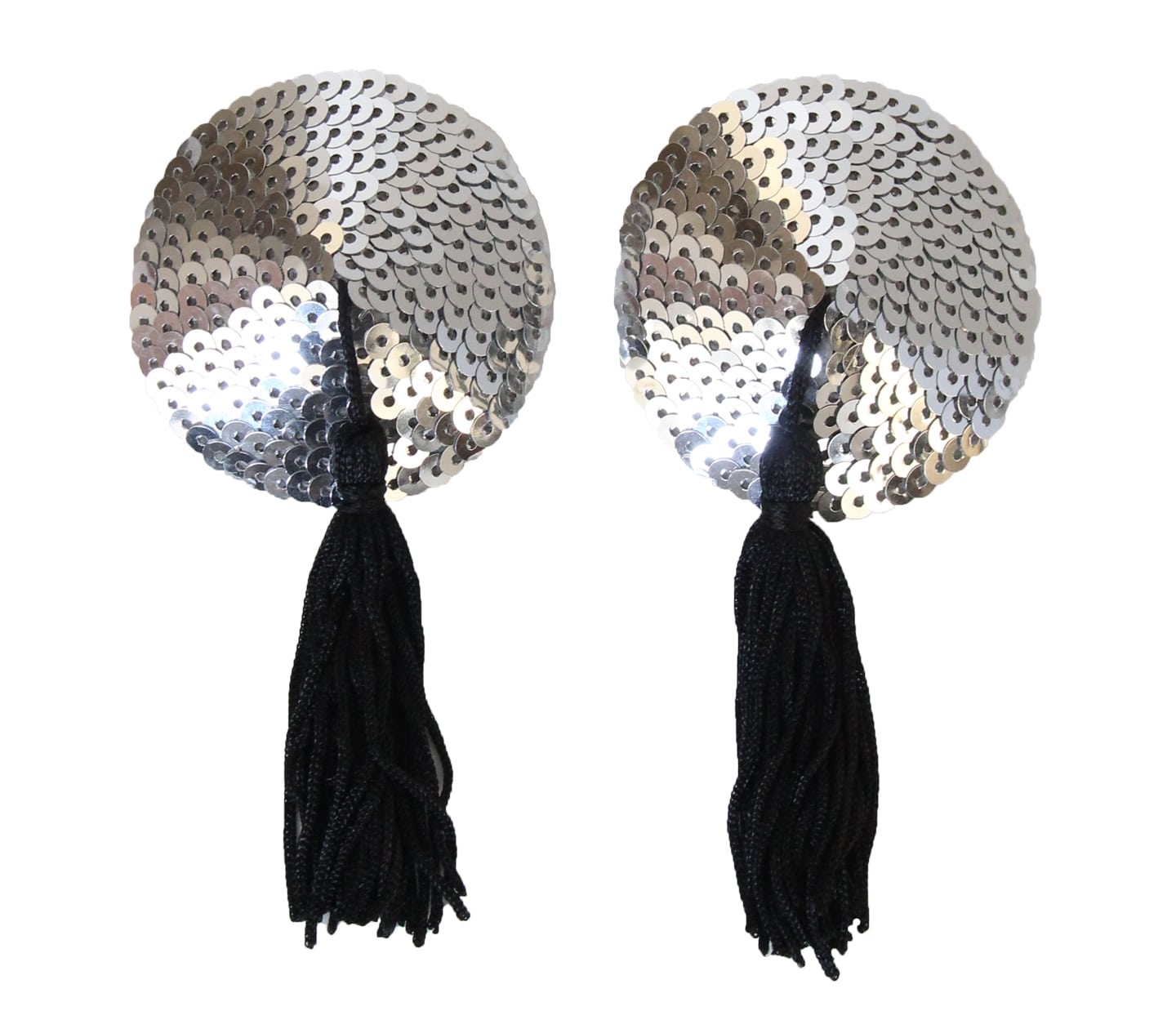 Love In Leather Round Nipple Tassels Sequin Pasties - MULTIPLE COLOURS