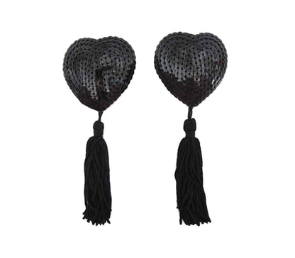 Love In Leather Heart Shape Nipple Tassels - MULTIPLE COLOURS