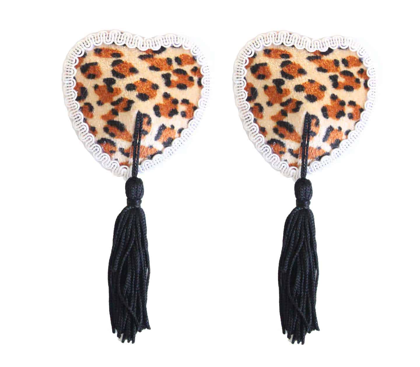 Love In Leather Heart Shape Nipple Tassels - MULTIPLE COLOURS