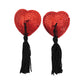 Love In Leather Heart Shape Nipple Tassels - MULTIPLE COLOURS