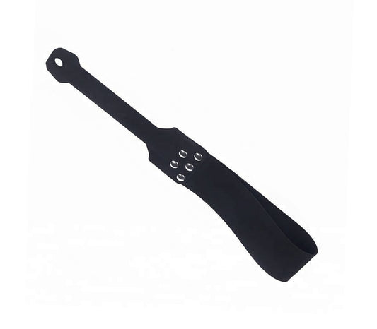 Love In Leather Black Silicone Paddle With A Folded Slapper End PAD051