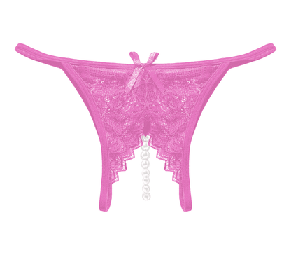 Love In Leather PAN004 Crotchless Pearl Panties Size OS - MULTIPLE COLOURS