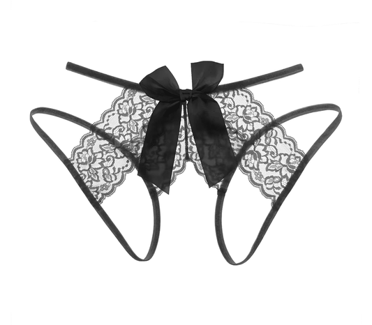 Love In Leather PAN006BLK Crotchless Panties Size OS