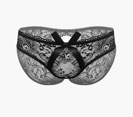 Love In Leather PAN012BLK Crotchless Panties Size OS