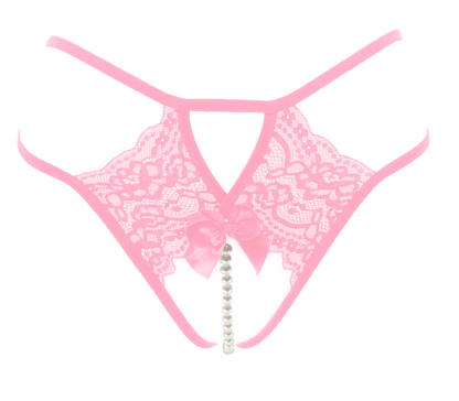 Love In Leather PAN015 Crotchless Pearl Panties Size OS - MULTIPLE COLOURS