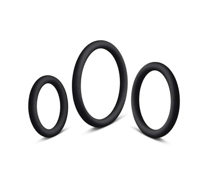 Love In Leather Silicone Cock Ring 3 Pack - MULTIPLE COLORS