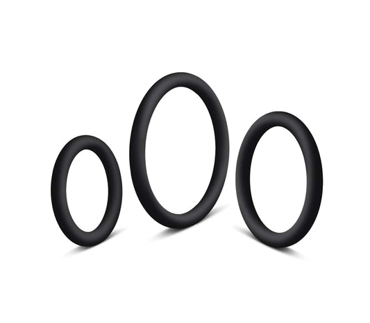 Love In Leather Silicone Cock Ring 3 Pack - MULTIPLE COLORS