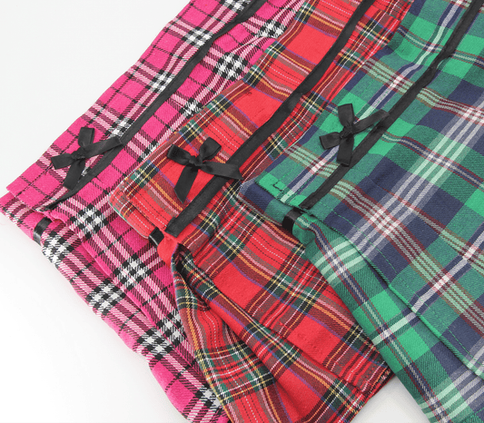 Love In Leather School Girl Tartan Wrap Skirt Size S/M/L/XL - MULTIPLE COLOURS