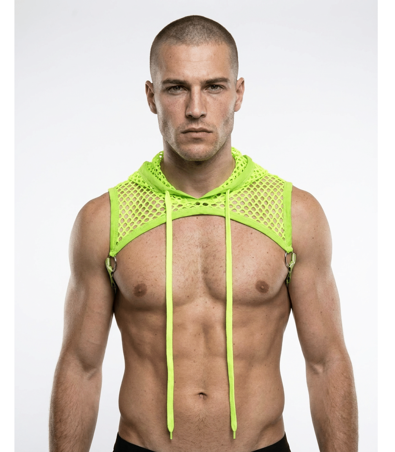 Love In Leather Mens Hooded Mesh Top One Size - MULTIPLE COLOURS