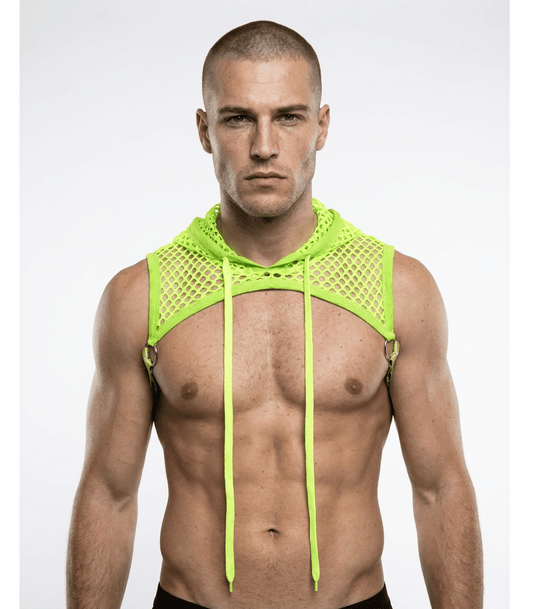 Love In Leather Mens Hooded Mesh Top One Size - MULTIPLE COLOURS