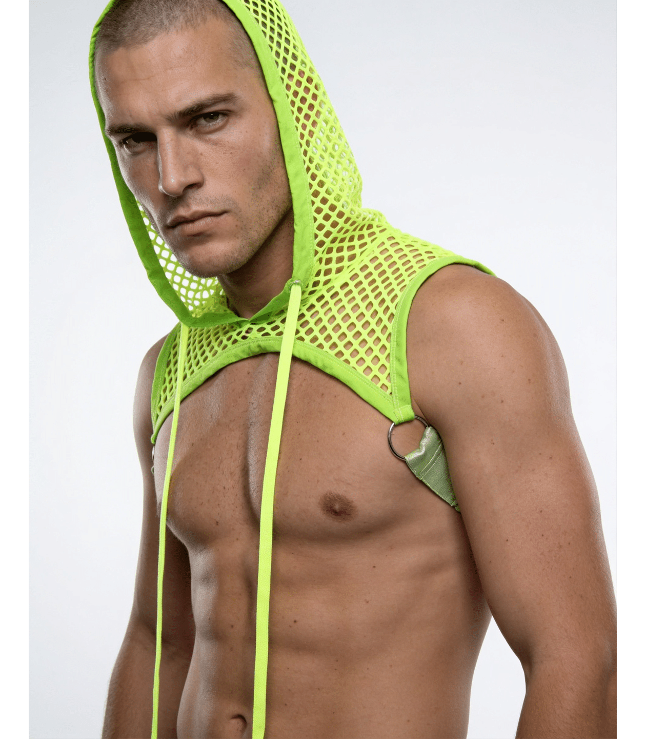 Love In Leather Mens Hooded Mesh Top One Size - MULTIPLE COLOURS
