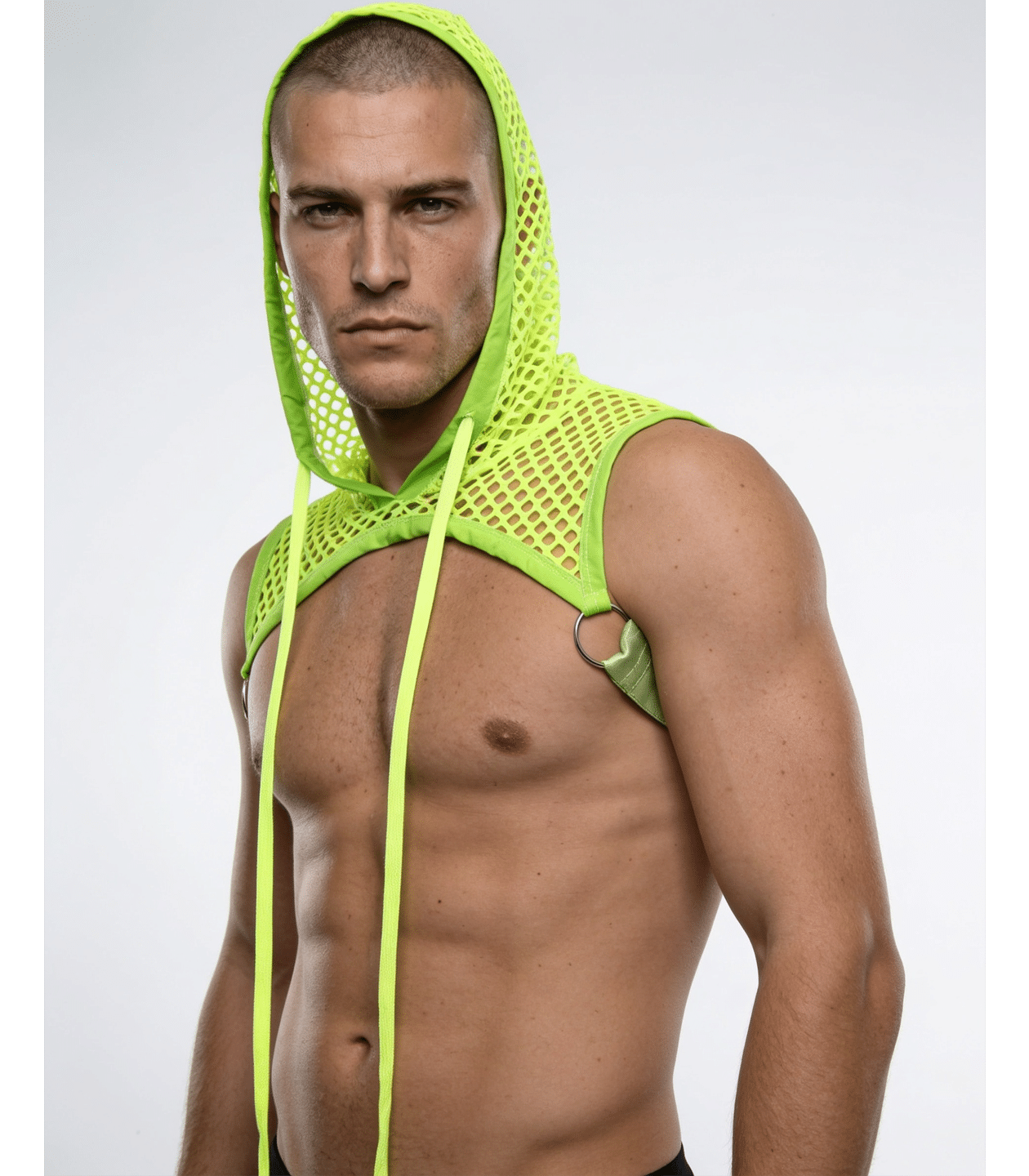 Love In Leather Mens Hooded Mesh Top One Size - MULTIPLE COLOURS