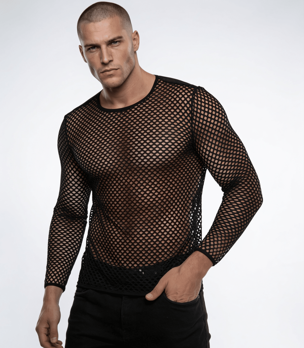 Love In Leather Mens Mesh Long Sleeve Shirt Size S/M or L/XL - MULTIPLE COLOURS