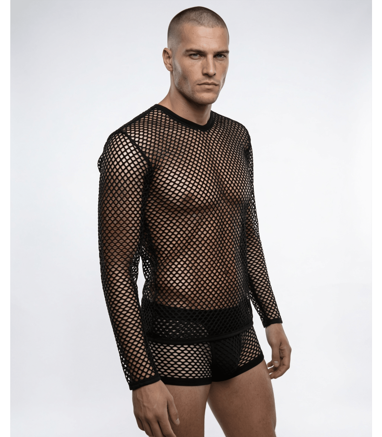 Love In Leather Mens Mesh Long Sleeve Shirt Size S/M or L/XL - MULTIPLE COLOURS