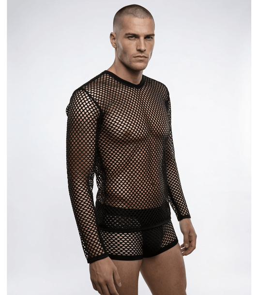 Love In Leather Mens Mesh Long Sleeve Shirt Size S/M or L/XL - MULTIPLE COLOURS