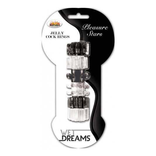 Hott Products | Wet Dreans - Pleasure Stars Penis Rings Black/Clear