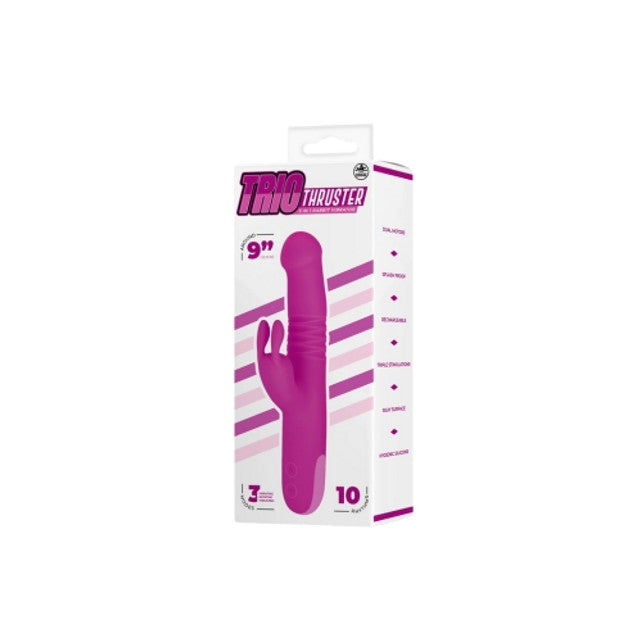Excellent Power Trio Thruster 3 In 1 Silicone Rotating Beads Thrusting Rabbit Vibrator