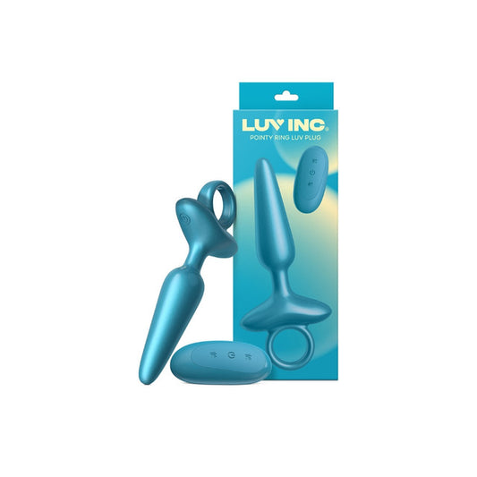 Luv Inc Pointy Ring Luv Vibrating Plug w Remote - Metallic Blue