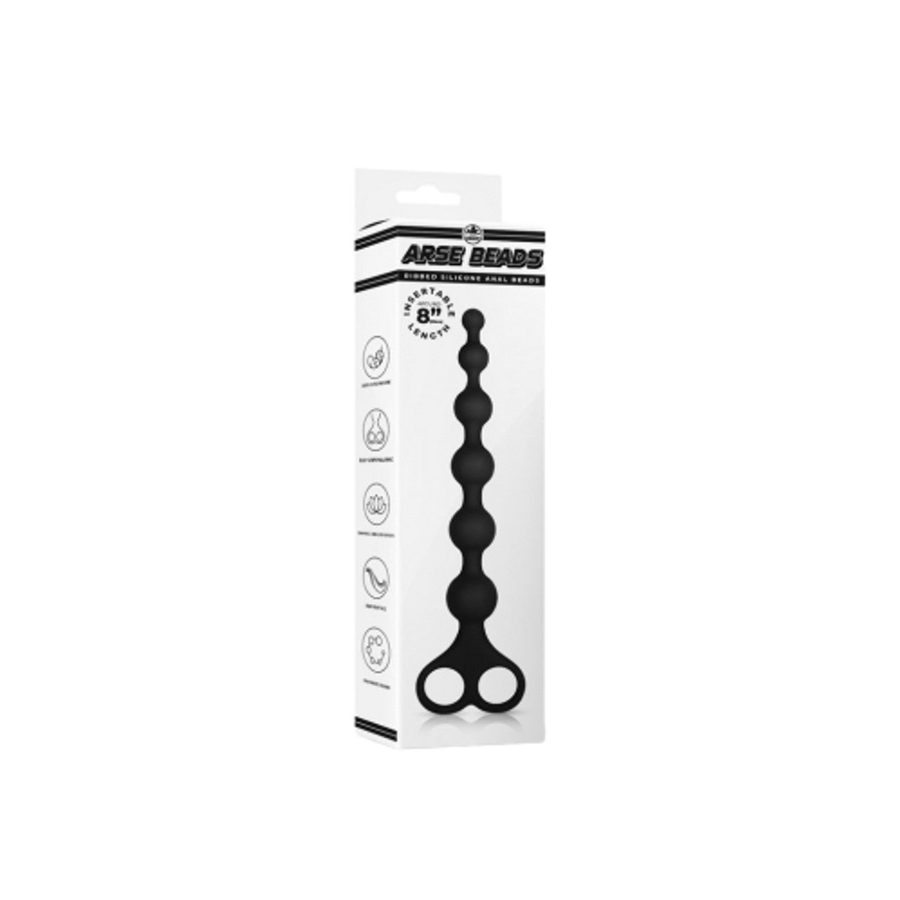 Excellent Power Arse Beads 8" Ribbed Silicone Anal Beads