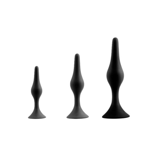 Excellent Power Back Up 3 in 1 Smooth Kit - Butt Plug Set - Black
