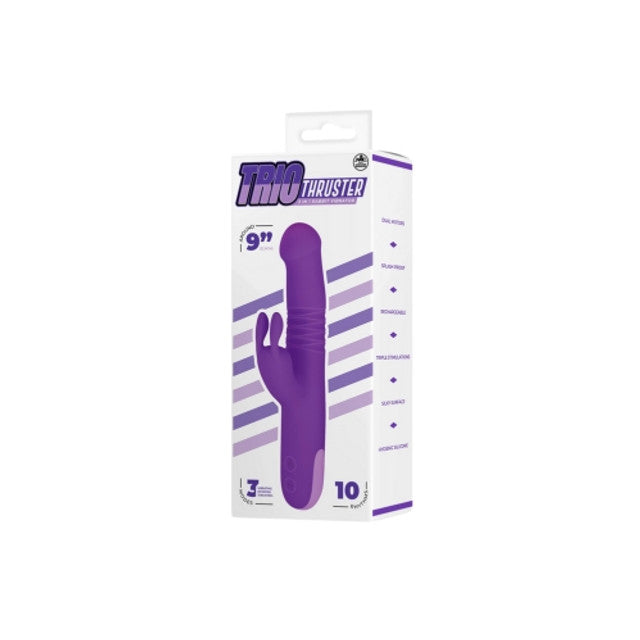 Excellent Power Trio Thruster 3 In 1 Silicone Rotating Beads Thrusting Rabbit Vibrator