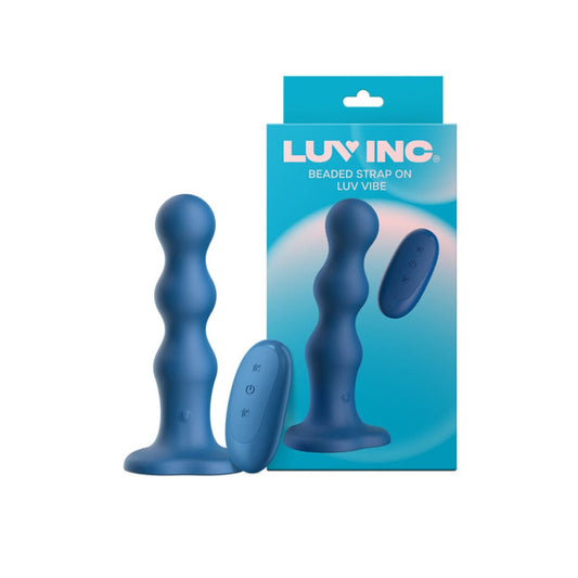 Luv Inc Bs38: Beaded Strap-On Luv Vibe with Remote - Blue