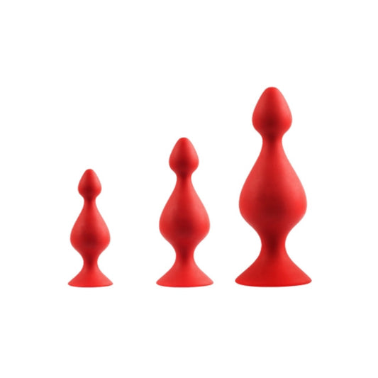 Excellent Power Back Up 3 in 1 Gourd Kit - Butt Plug Set - Red