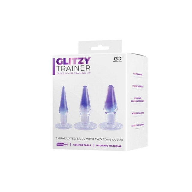 Excellent Power Glitzy Trainer 3 in 1 PVC Anal Plug Kit 4.5" - Transparent