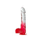 Excellent Power Two Tone 8" PVC Dong in Clear/Red (With Balls)