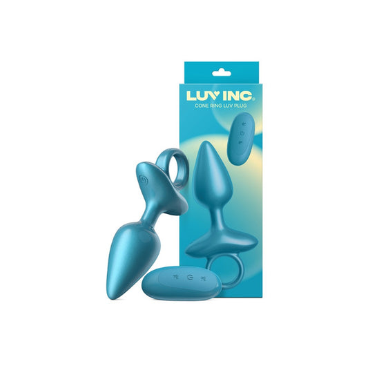 Luv Inc Cone Ring Luv Vibrating Plug w Remote - Metallic Blue