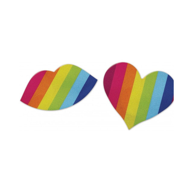 Hott Products | Nipplicious - Rainbow Nipple Pasties - 2Pk. Hearts & Lips Shape